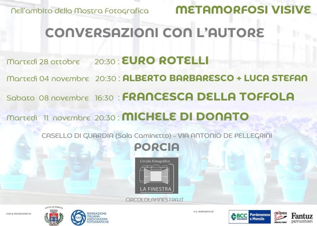 “Metamorfosi visive” – Conversazioni con gli autori | 28 ottobre e 4, 8, 11 novembre 2025